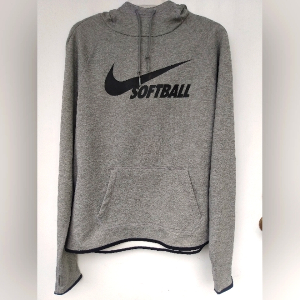 Nike Therma Pullover Softball Hoodie Sweatshirt Hooded Gray Swish Dri-fit Drifit